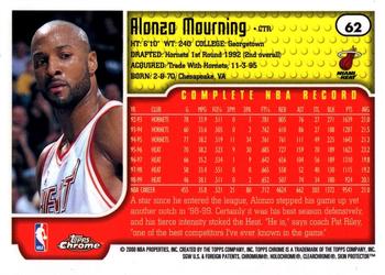 1999-00 Topps Chrome #62 Alonzo Mourning Back