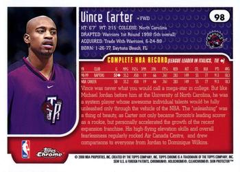 1999-00 Topps Chrome #98 Vince Carter Back