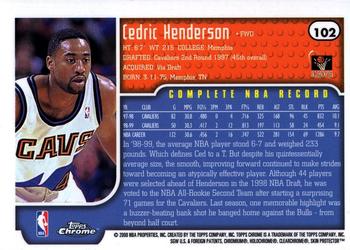 1999-00 Topps Chrome #102 Cedric Henderson Back