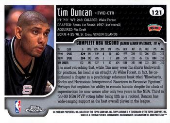 1999-00 Topps Chrome #121 Tim Duncan Back