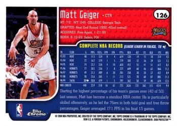 1999-00 Topps Chrome #126 Matt Geiger Back