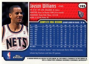 1999-00 Topps Chrome #195 Jayson Williams Back