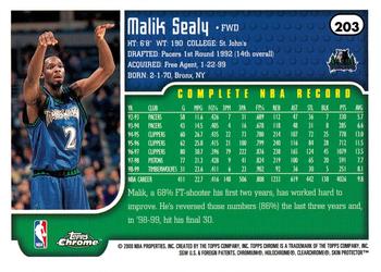 1999-00 Topps Chrome #203 Malik Sealy Back