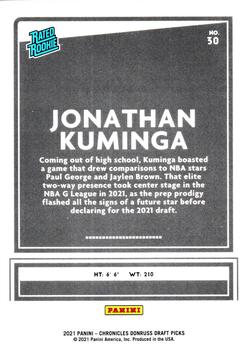 2021 Panini Chronicles Draft Picks - Black #30 Jonathan Kuminga Back