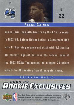 2003-04 Upper Deck Rookie Exclusives - Variation #11 Reece Gaines Back