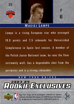 2003-04 Upper Deck Rookie Exclusives - Variation #25 Maciej Lampe Back