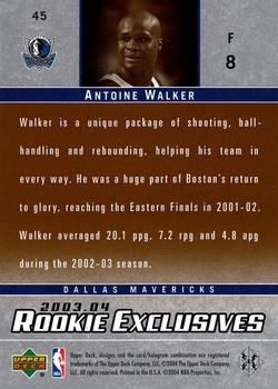 2003-04 Upper Deck Rookie Exclusives - Variation #45 Antoine Walker Back