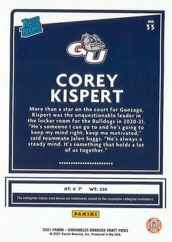 2021 Panini Chronicles Draft Picks - Bronze #33 Corey Kispert Back