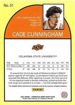 2021 Panini Chronicles Draft Picks - Bronze #51 Cade Cunningham Back