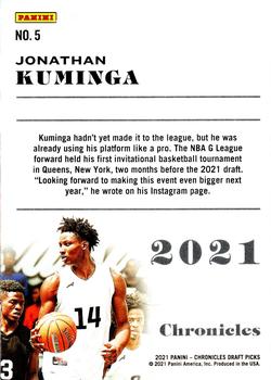 2021 Panini Chronicles Draft Picks - Orange #5 Jonathan Kuminga Back