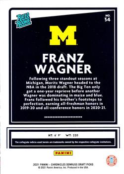 2021 Panini Chronicles Draft Picks - Orange #34 Franz Wagner Back