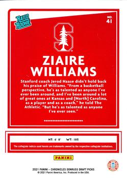 2021 Panini Chronicles Draft Picks - Orange #41 Ziaire Williams Back