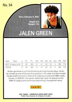 2021 Panini Chronicles Draft Picks - Orange #54 Jalen Green Back