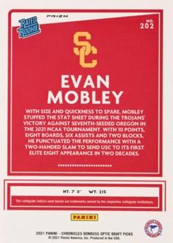 2021 Panini Chronicles Draft Picks - Orange #202 Evan Mobley Back