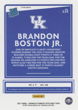 2021 Panini Chronicles Draft Picks - Orange #225 Brandon Boston Jr. Back