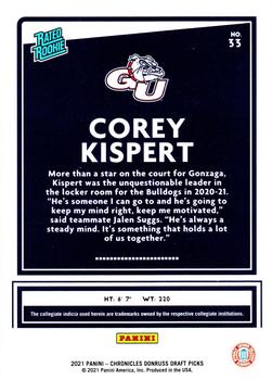 2021 Panini Chronicles Draft Picks - Pulsar #33 Corey Kispert Back