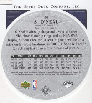 2003-04 Upper Deck Standing O - Die Cuts/Embossed #34 Shaquille O'Neal Back