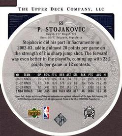 2003-04 Upper Deck Standing O - Die Cuts/Embossed #69 Peja Stojakovic Back