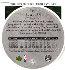 2003-04 Upper Deck Standing O - Die Cuts/Embossed #73 Ray Allen Back