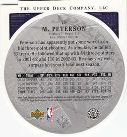2003-04 Upper Deck Standing O - Die Cuts/Embossed #77 Morris Peterson Back