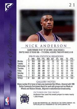 1999-00 Topps Gallery #21 Nick Anderson Back
