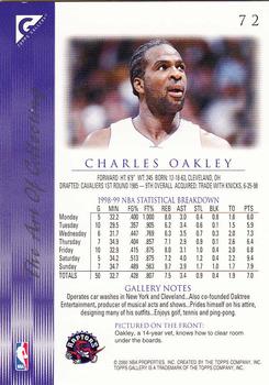 1999-00 Topps Gallery #72 Charles Oakley Back