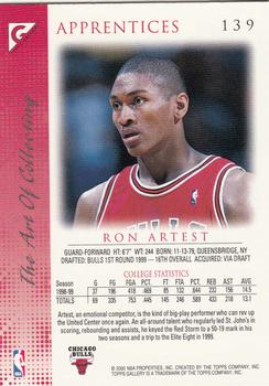 1999-00 Topps Gallery #139 Ron Artest Back