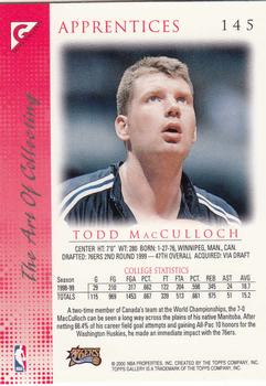 1999-00 Topps Gallery #145 Todd MacCulloch Back