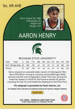 2021 Panini Chronicles Draft Picks - Hoops Retro Autographs Orange #HR-AHE Aaron Henry Back