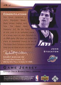 2003-04 Upper Deck Sweet Shot - Game Jersey #JS-J John Stockton Back