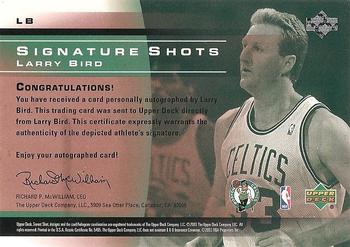2003-04 Upper Deck Sweet Shot - Signature Shots #LB Larry Bird Back