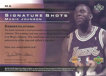 2003-04 Upper Deck Sweet Shot - Signature Shots #MA Magic Johnson Back