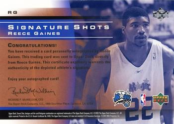 2003-04 Upper Deck Sweet Shot - Signature Shots #RG Reece Gaines Back