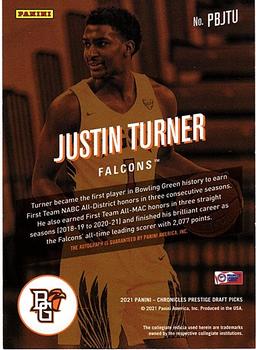 2021 Panini Chronicles Draft Picks - Prestige Bonus Shots Signatures Bronze #PBJTU Justin Turner Back