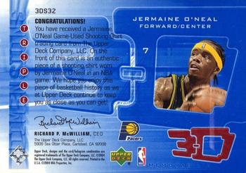 2003-04 Upper Deck Triple Dimensions - 3-D Shooting Shirts #3DS32 Jermaine O'Neal Back