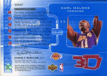 2003-04 Upper Deck Triple Dimensions - 3-D Shooting Shirts #3DS47 Karl Malone Back