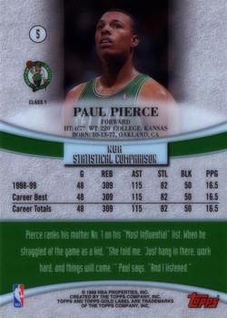 1999-00 Topps Gold Label #5 Paul Pierce Back