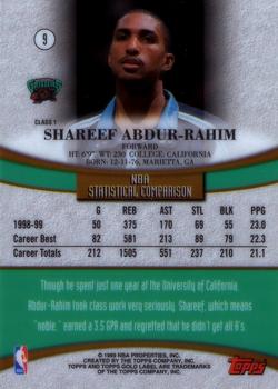 1999-00 Topps Gold Label #9 Shareef Abdur-Rahim Back