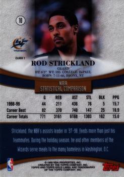 1999-00 Topps Gold Label #10 Rod Strickland Back