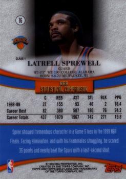1999-00 Topps Gold Label #16 Latrell Sprewell Back