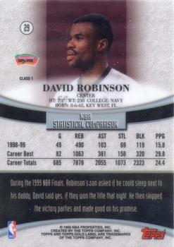 1999-00 Topps Gold Label #29 David Robinson Back