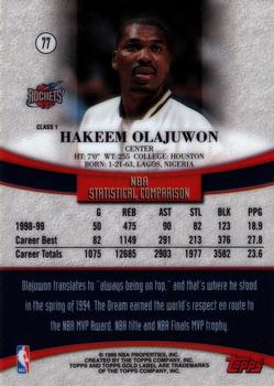 1999-00 Topps Gold Label #77 Hakeem Olajuwon Back