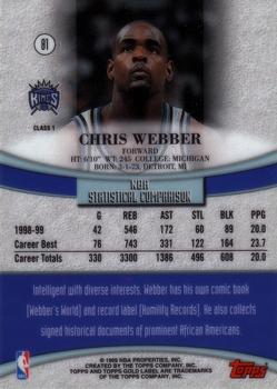 1999-00 Topps Gold Label #81 Chris Webber Back