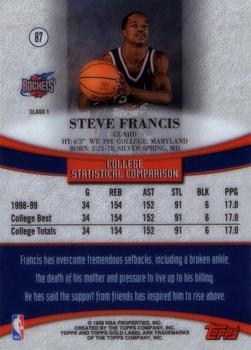 1999-00 Topps Gold Label #87 Steve Francis Back
