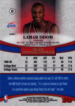 1999-00 Topps Gold Label #89 Lamar Odom Back