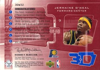 2003-04 Upper Deck Triple Dimensions - 3-D Warmups #3DW32 Jermaine O'Neal Back