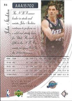 2003-04 Upper Deck Ultimate Collection - Autographed Buybacks #86 John Stockton Back