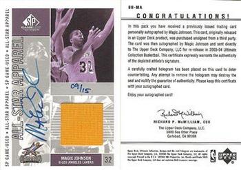 2003-04 Upper Deck Ultimate Collection - Autographed Buybacks #MA Magic Johnson Front