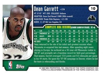 1999-00 Topps Tipoff #10 Dean Garrett Back