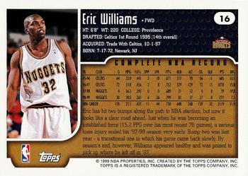 1999-00 Topps Tipoff #16 Eric Williams Back